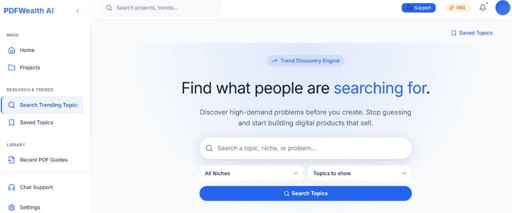 PDFWealth AI, Trend Discovery Engine & PDF Guide Generator